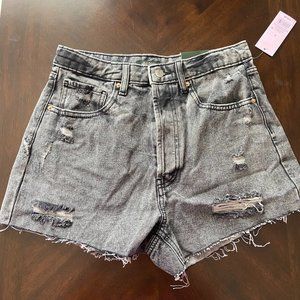 NWT! Women's Distressed High Waisted Black Light Washed Jean Shorts